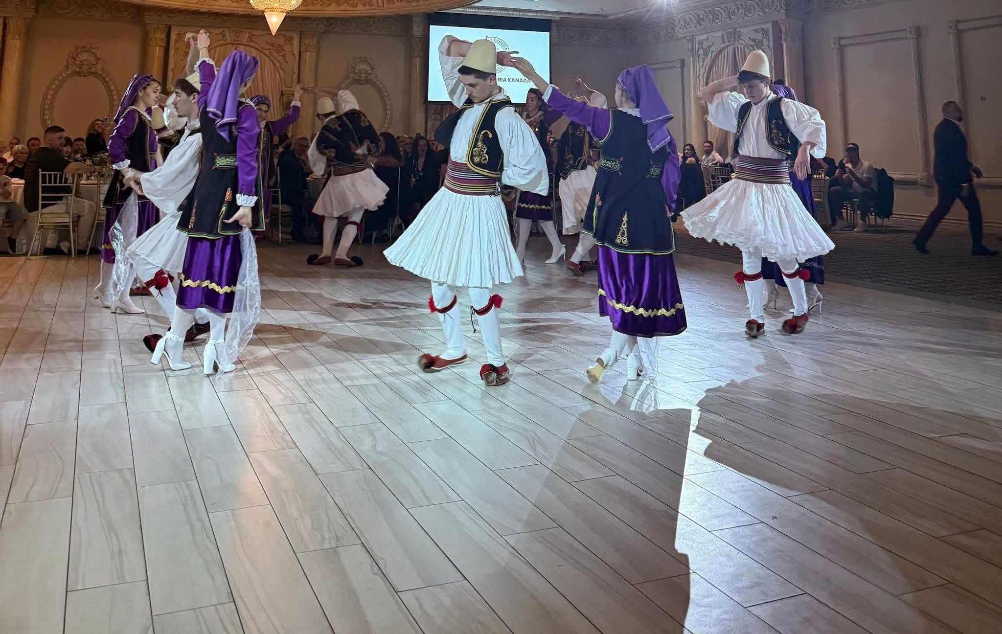 Albanian folk dancers in traditional costume at the gathering